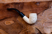 Handmade Astaş Meerschaum Pipes, Floral Patterned, White, With Fitted Case