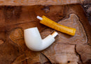 Handmade Astaş Meerschaum Pipes, Half Bent, Silver Ring, Extra Large, Smooth Carved, With Fitted Case
