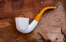 Handmade Astaş Meerschaum Pipes, Panel, Large Size, Latticed Carved, With Fitted Case