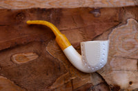 Handmade Astaş Meerschaum Pipes, Panel, Large Size, Latticed Carved, With Fitted Case
