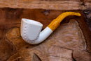 Handmade Astaş Meerschaum Pipes, Panel, Large Size, Latticed Carved, With Fitted Case