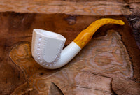 Handmade Astaş Meerschaum Pipes, Panel, Large Size, Latticed Carved, With Fitted Case