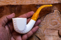 Handmade Astaş Meerschaum Pipes, Panel, Large Size, Latticed Carved, With Fitted Case
