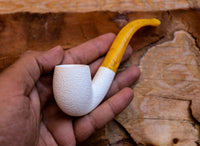 Handmade Astaş Meerschaum Pipes, Lee Van Cleef, Rustic Carved, With Fitted Case