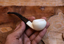 Handmade Sqaut Bulldog Meerschaum Pipe, Astaş, Smooth Carved, With Fitted Case