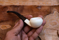 Handmade Sqaut Bulldog Meerschaum Pipe, Astaş, Smooth Carved, With Fitted Case