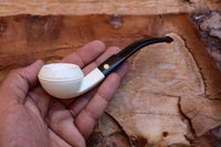 Handmade Sqaut Bulldog Meerschaum Pipe, Astaş, Smooth Carved, With Fitted Case