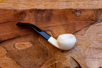 Handmade Sqaut Bulldog Meerschaum Pipe, Astaş, Smooth Carved, With Fitted Case