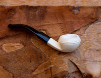 Handmade Sqaut Bulldog Meerschaum Pipe, Astaş, Smooth Carved, With Fitted Case