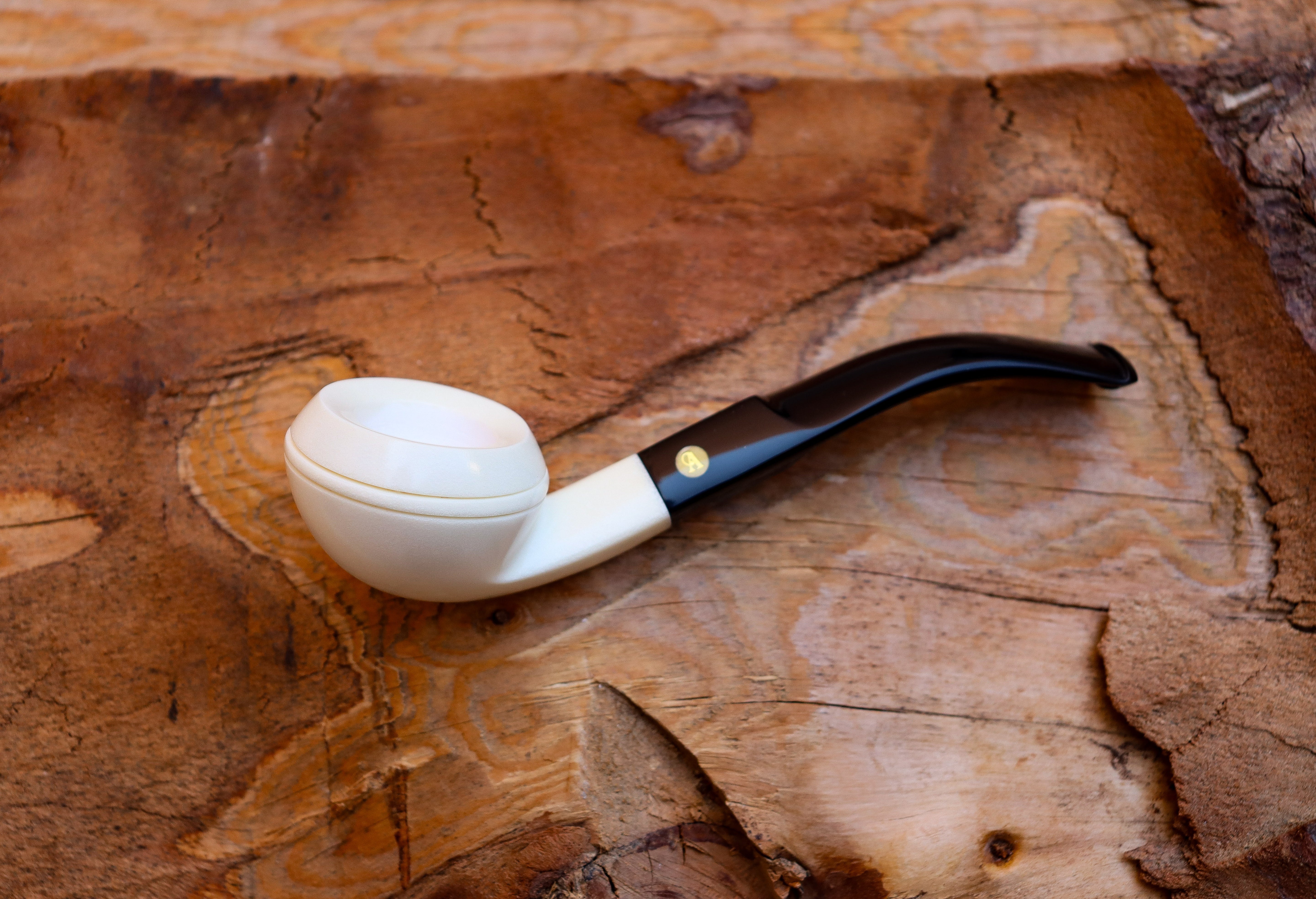 Handmade Sqaut Bulldog Meerschaum Pipe, Astaş, Smooth Carved, With Fitted Case