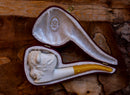 Handmade Astaş Meerschaum Pipes, Buffalo, Large Size, With Fitted Case