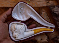 Handmade Astaş Meerschaum Pipes, Buffalo, Large Size, With Fitted Case