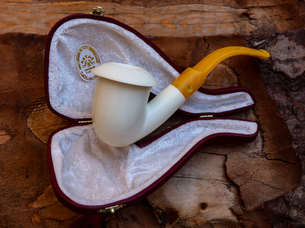 Handmade Astaş Meerschaum Pipes, Calabash Style, Smooth Large, With Fitted Case
