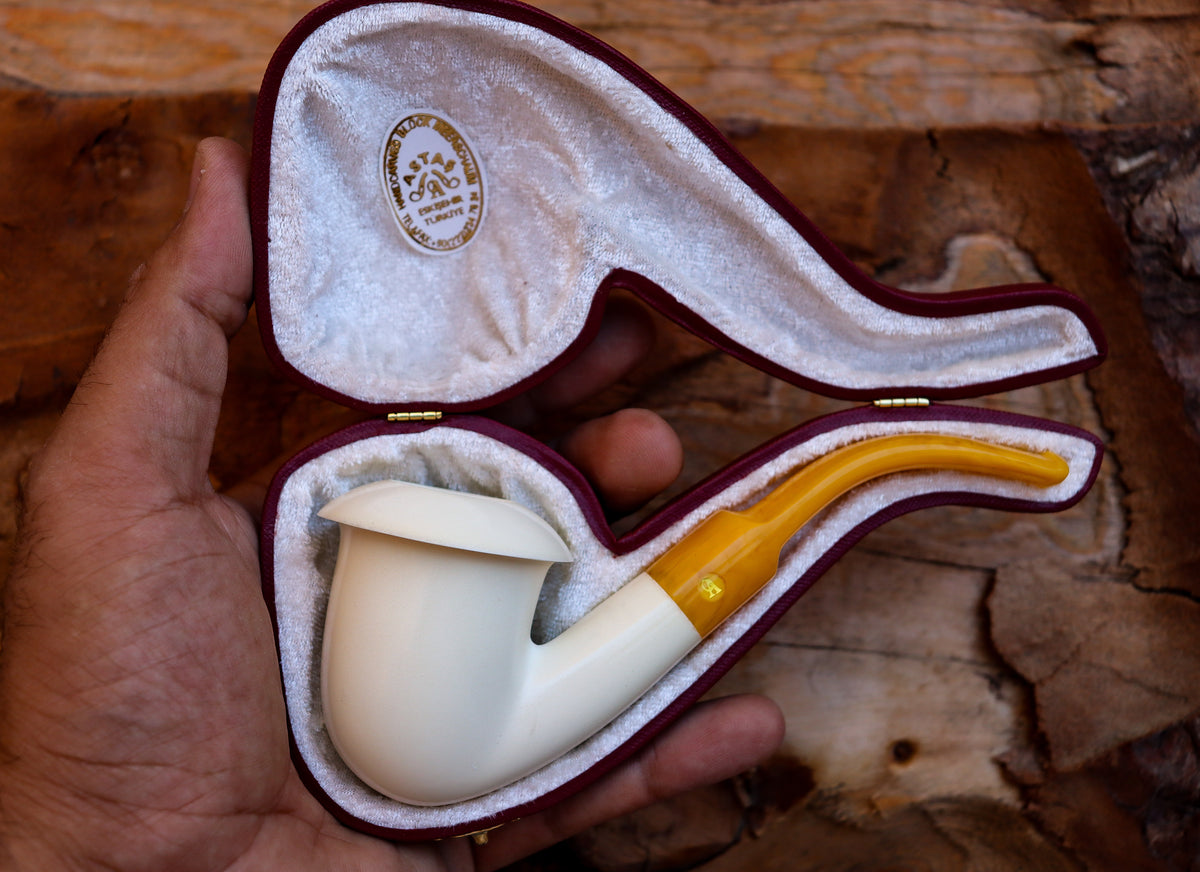 Handmade Astaş Meerschaum Pipes, Calabash Style, Smooth Large, With Fitted Case