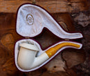 Handmade Astaş Meerschaum Pipes, Calabash Style, Smooth Large, With Fitted Case