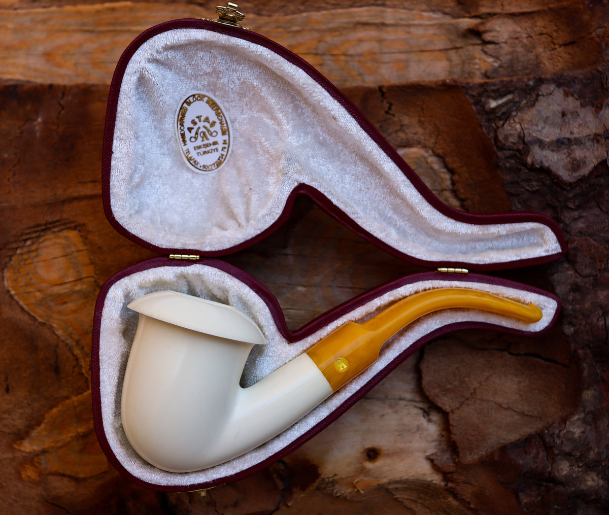 Handmade Astaş Meerschaum Pipes, Calabash Style, Smooth Large, With Fitted Case