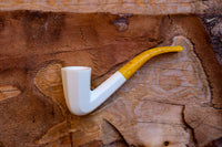 Handmade Astaş Meerchaum Pipes, Dublin Panel, Smooth Carved, Large, With Fitted Case