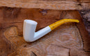 Handmade Astaş Meerchaum Pipes, Dublin Panel, Smooth Carved, Large, With Fitted Case