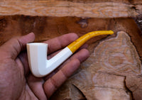 Handmade Astaş Meerchaum Pipes, Dublin Panel, Smooth Carved, Large, With Fitted Case