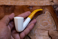 Handmade Astaş Meerchaum Pipes, Dublin Panel, Smooth Carved, Large, With Fitted Case