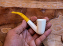 Handmade Astaş Meerchaum Pipes, Dublin Panel, Smooth Carved, Large, With Fitted Case