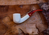 Handmade Astaş Meerschaum Pipes, Panel, Smooth Carved, Acrylic Stem, With Fitted Case