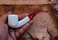 Handmade Astaş Meerschaum Pipes, Panel, Smooth Carved, Acrylic Stem, With Fitted Case