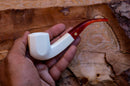Handmade Astaş Meerschaum Pipes, Panel, Smooth Carved, Acrylic Stem, With Fitted Case