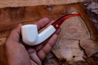 Handmade Astaş Meerschaum Pipes, Panel, Smooth Carved, Acrylic Stem, With Fitted Case