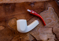 Handmade Astaş Meerschaum Pipes, Panel, Smooth Carved, Acrylic Stem, With Fitted Case