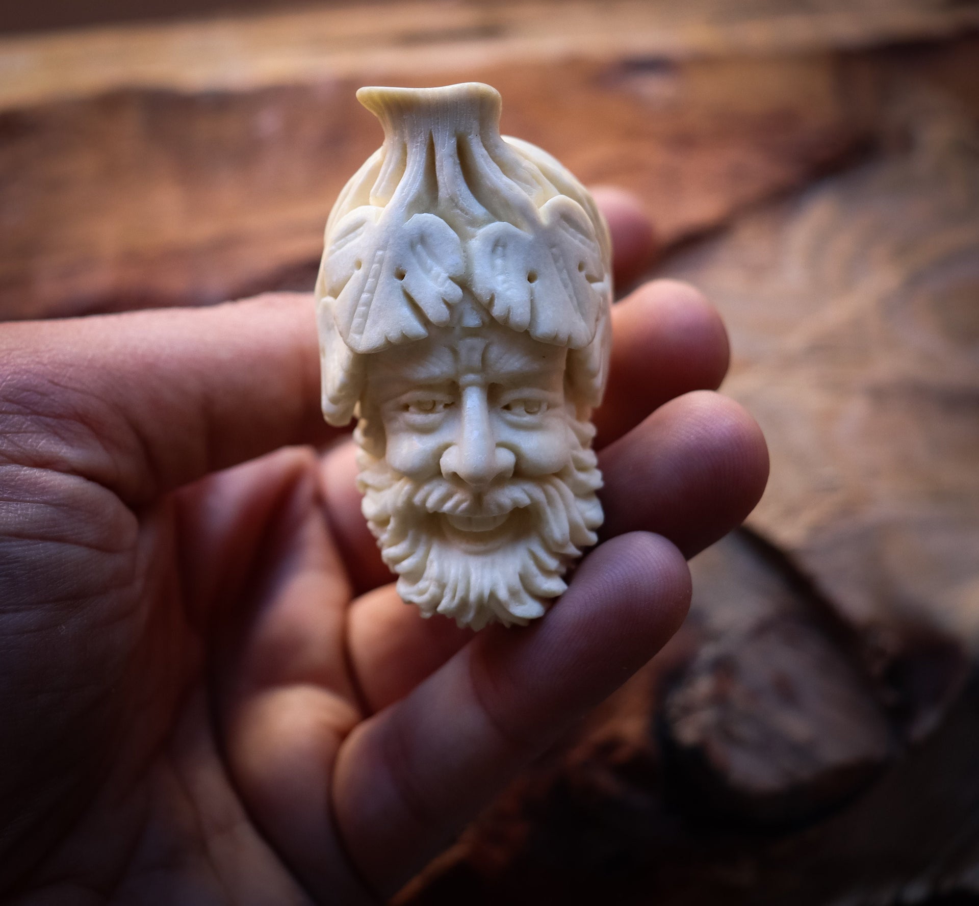 Bacchus Scolptured Head High Quality Meerschaum Pipe With Special Leather Case-Astaş Meerschaum