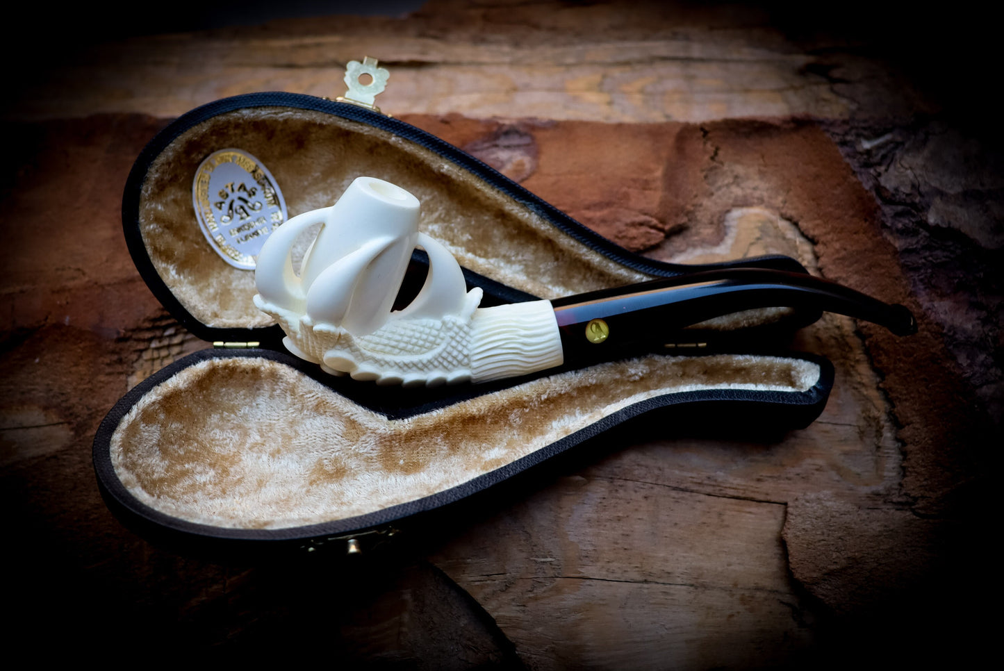 Smooth Special Handmade Eagle Claw Model Cigarette Meerschaum Pipe With Leather Box -Astaş Meerschaum