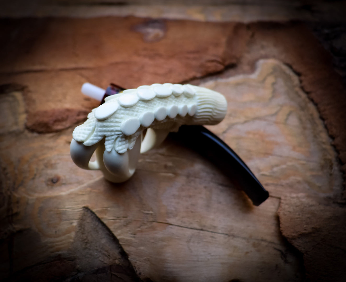 Smooth Special Handmade Eagle Claw Model Cigarette Meerschaum Pipe With Leather Box -Astaş Meerschaum