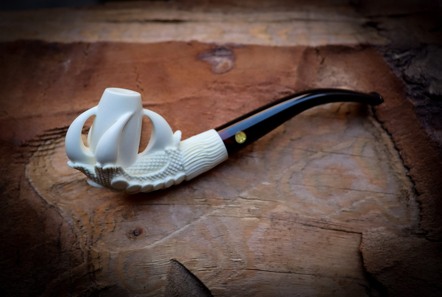 Smooth Special Handmade Eagle Claw Model Cigarette Meerschaum Pipe With Leather Box -Astaş Meerschaum