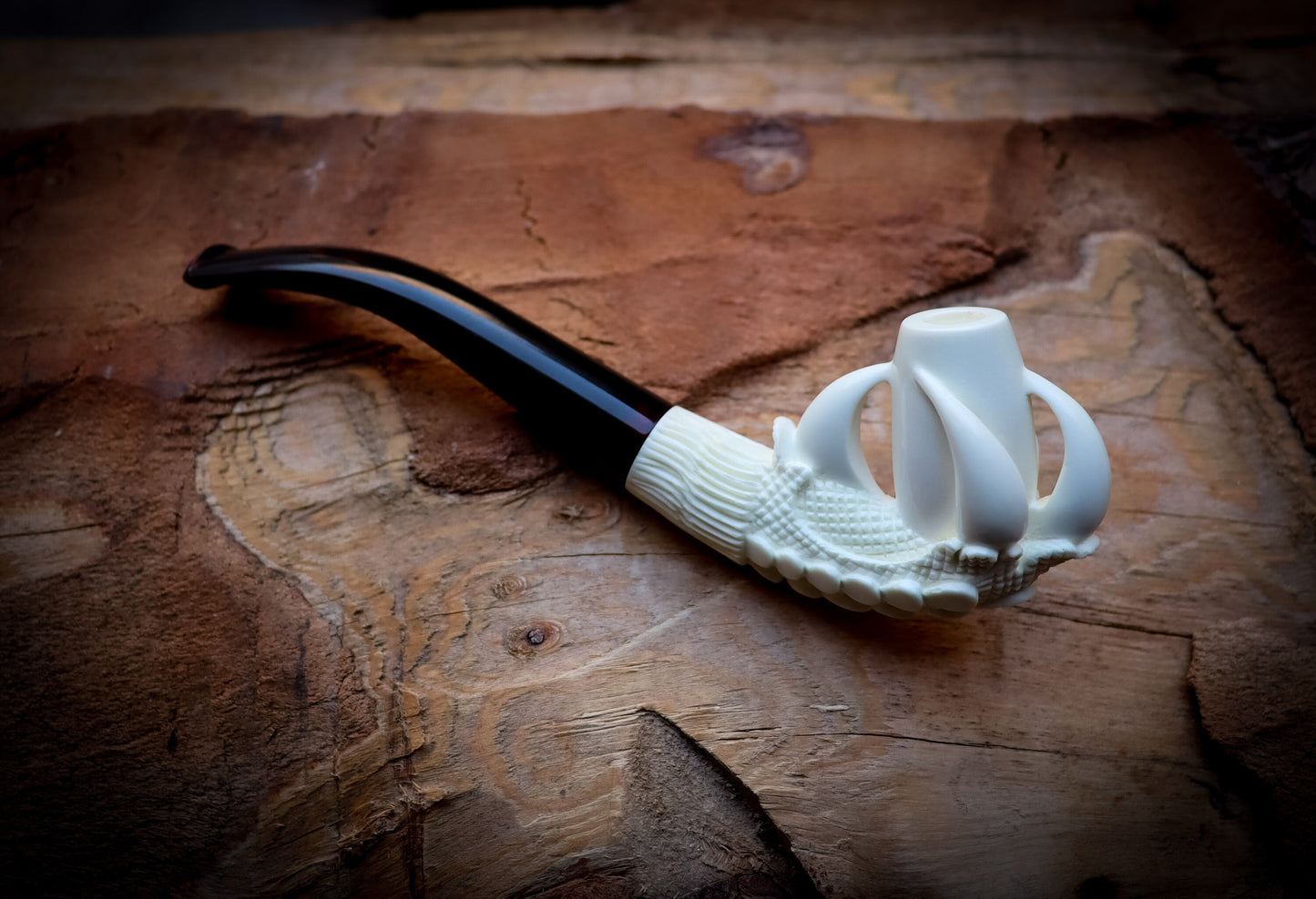 Smooth Special Handmade Eagle Claw Model Cigarette Meerschaum Pipe With Leather Box -Astaş Meerschaum