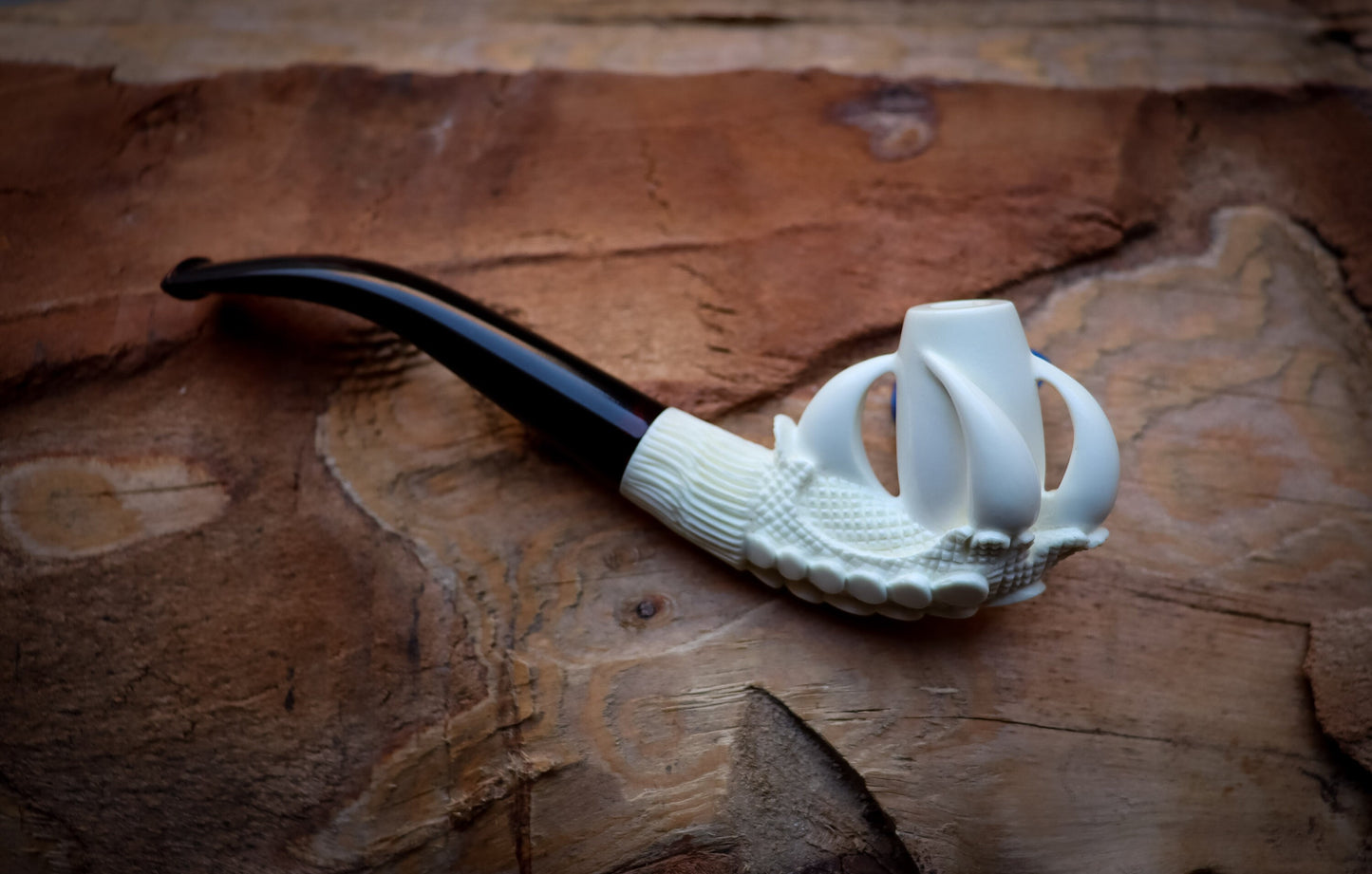 Smooth Special Handmade Eagle Claw Model Cigarette Meerschaum Pipe With Leather Box -Astaş Meerschaum