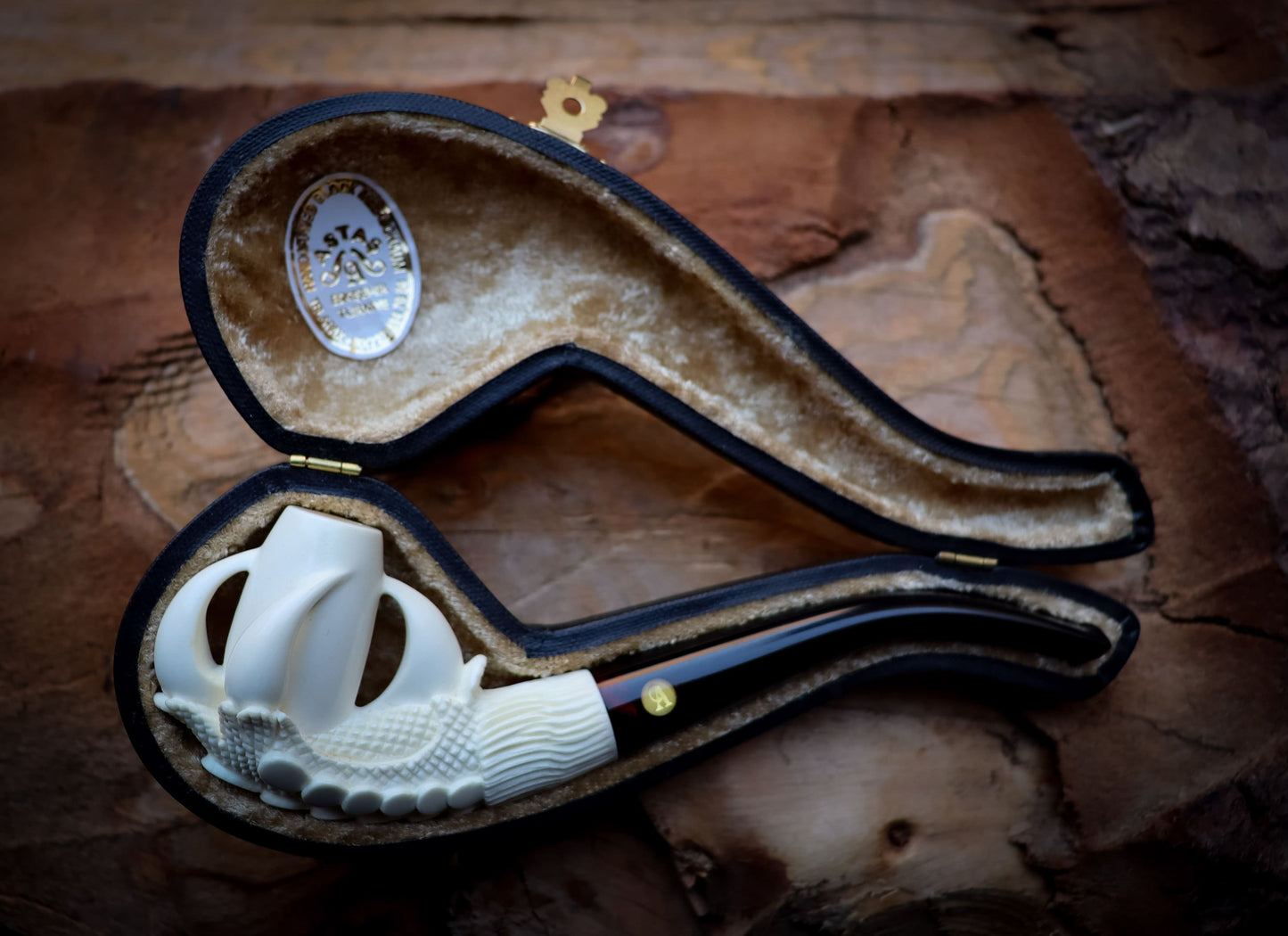 Smooth Special Handmade Eagle Claw Model Cigarette Meerschaum Pipe With Leather Box -Astaş Meerschaum