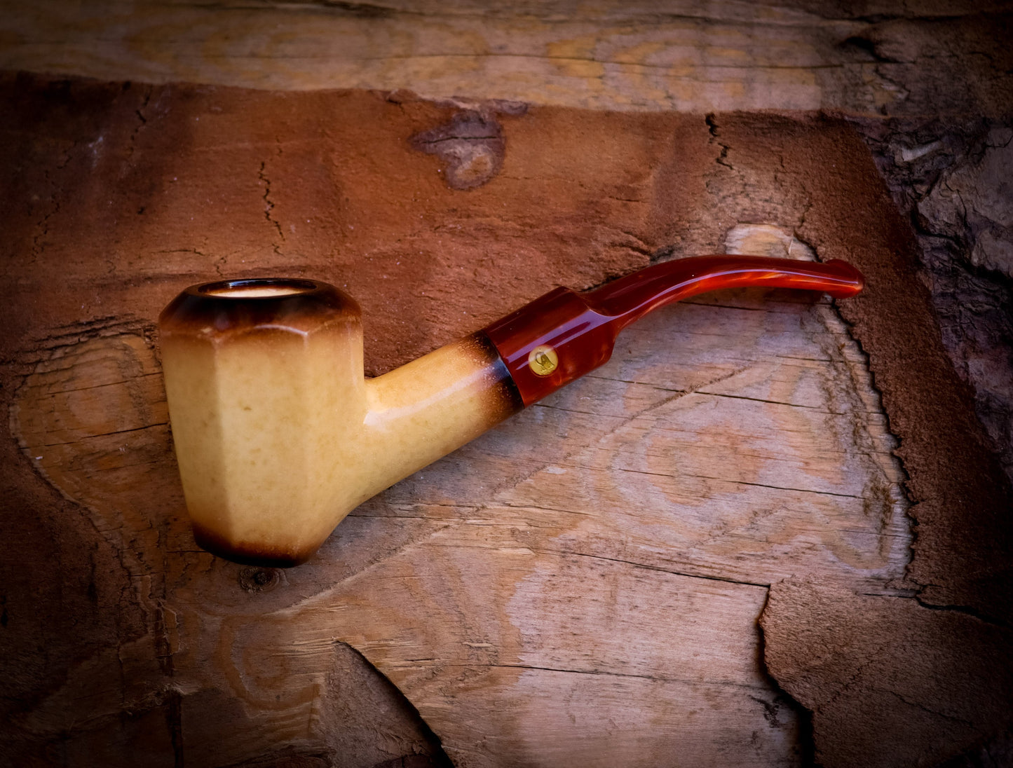 Calcined Smooth Special Hand Crafted Lee Van Cleef Model Meerschaum Pipe With Leather Box -Astaş Meerschaum