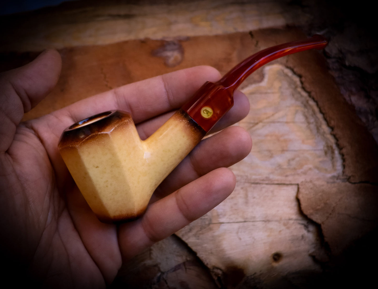 Calcined Smooth Special Hand Crafted Lee Van Cleef Model Meerschaum Pipe With Leather Box -Astaş Meerschaum