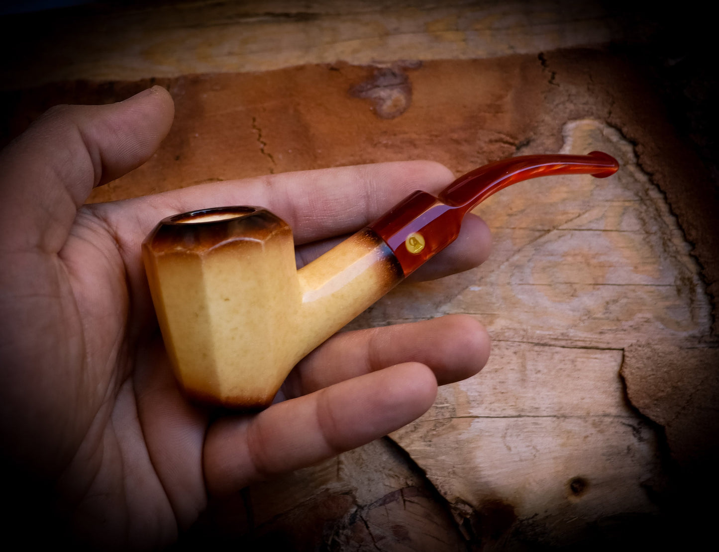 Calcined Smooth Special Hand Crafted Lee Van Cleef Model Meerschaum Pipe With Leather Box -Astaş Meerschaum