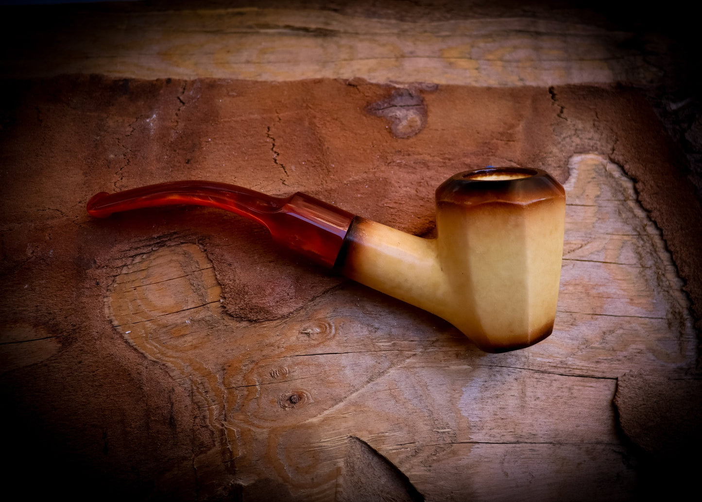 Calcined Smooth Special Hand Crafted Lee Van Cleef Model Meerschaum Pipe With Leather Box -Astaş Meerschaum