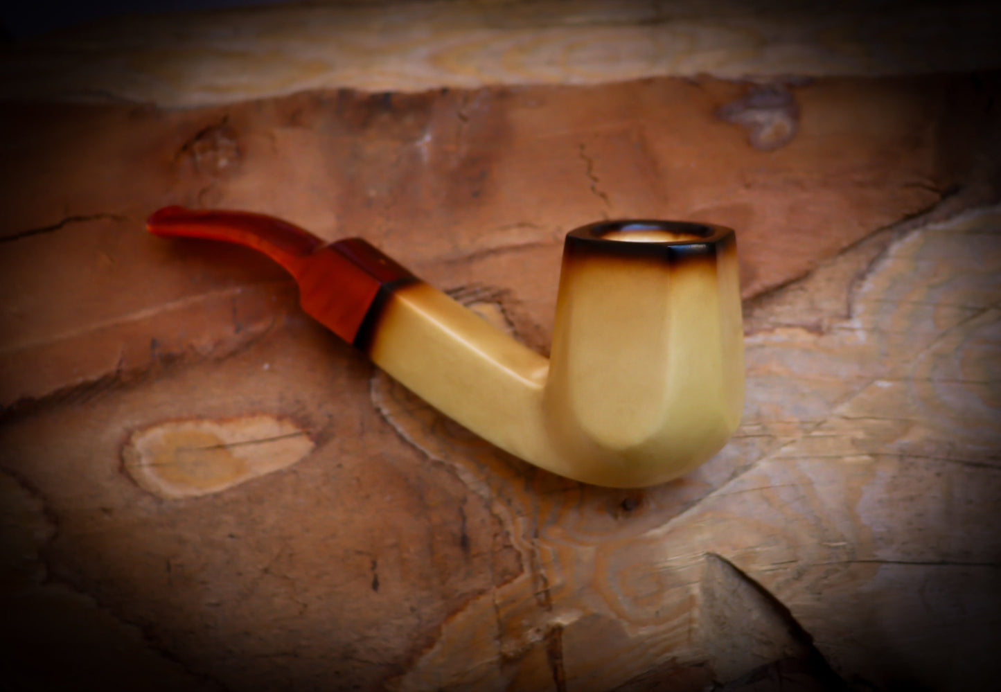 Astaş Meerschaum, Calcined Smooth Special Hand Crafted Extra Large Size Panel Meerschaum Pipe With Leather Box, Lee Van Cleef