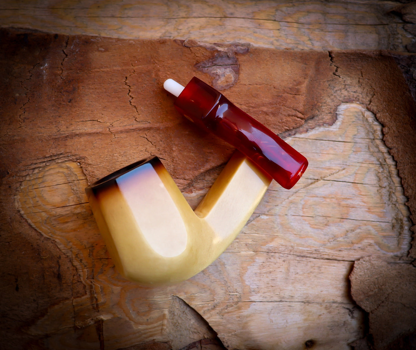 Astaş Meerschaum, Calcined Smooth Special Hand Crafted Extra Large Size Panel Meerschaum Pipe With Leather Box, Lee Van Cleef