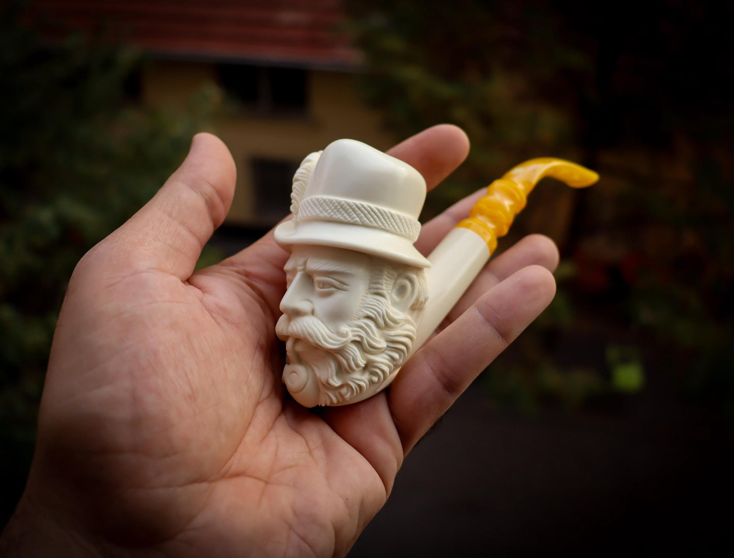 Dr. Watson Meerschaum, Special Hand Crafted Extra Large Size Dr. Watson Model Meerschaum Pipe With Leather Box -Astaş Meerschaum