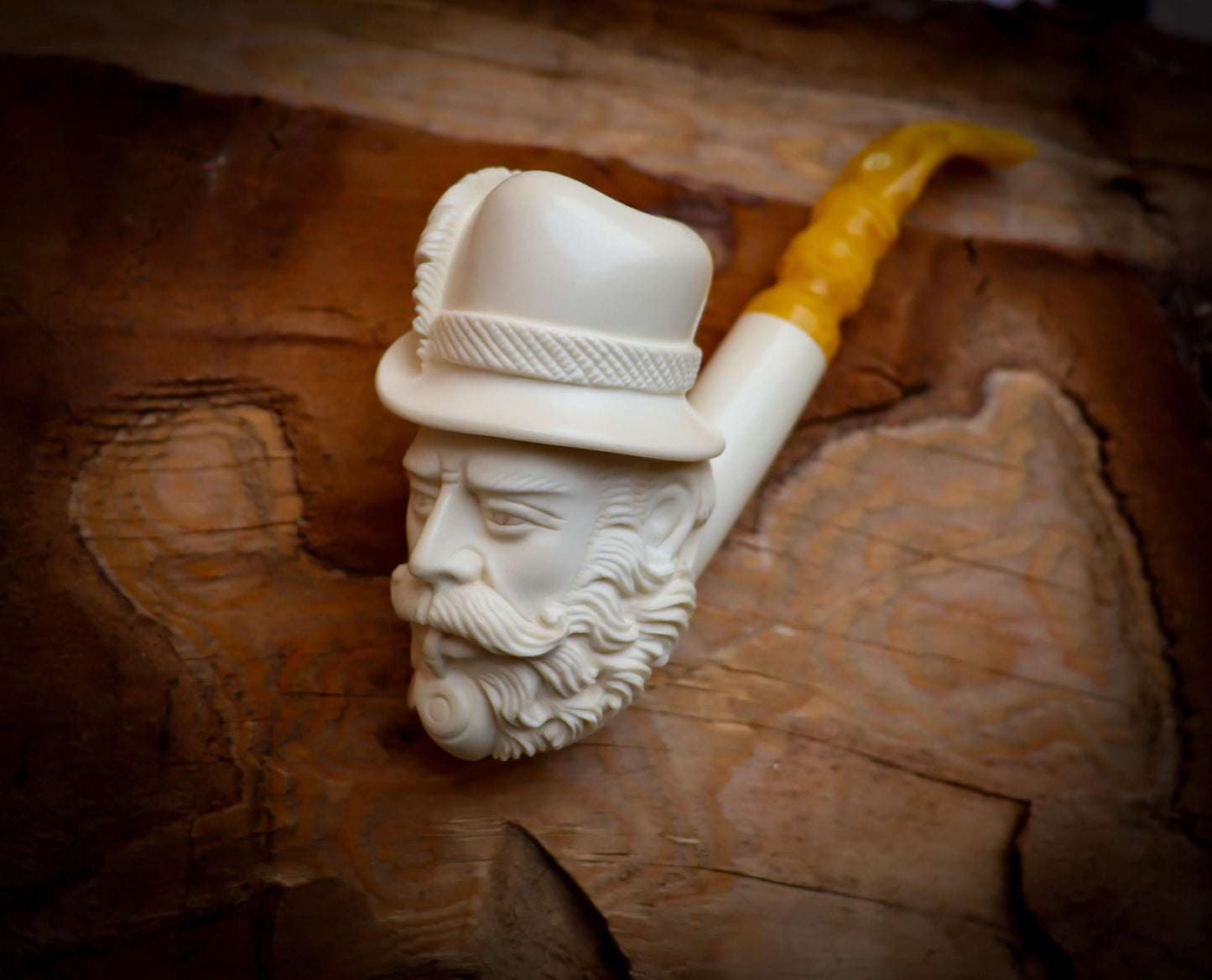 Dr. Watson Meerschaum, Special Hand Crafted Extra Large Size Dr. Watson Model Meerschaum Pipe With Leather Box -Astaş Meerschaum