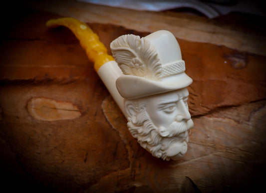 Dr. Watson Meerschaum, Special Hand Crafted Extra Large Size Dr. Watson Model Meerschaum Pipe With Leather Box -Astaş Meerschaum