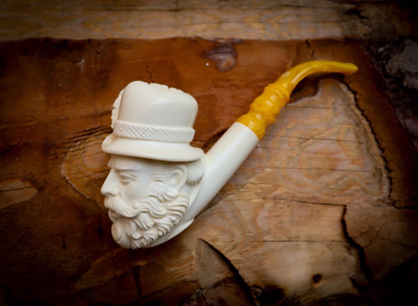 Dr. Watson Meerschaum, Special Hand Crafted Extra Large Size Dr. Watson Model Meerschaum Pipe With Leather Box -Astaş Meerschaum