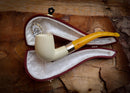 Silver Smooth Special Handmade Half Bent Meerschaum Pipe With Leather Box- Astaş Meerschaum