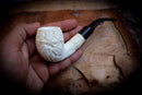 High Quality Half Bent Model Grape Leaf Pattern Meerschaum Pipe With Leather Case- Astaş Meerschaum