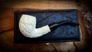 High Quality Half Bent Model Grape Leaf Pattern Meerschaum Pipe With Leather Case- Astaş Meerschaum